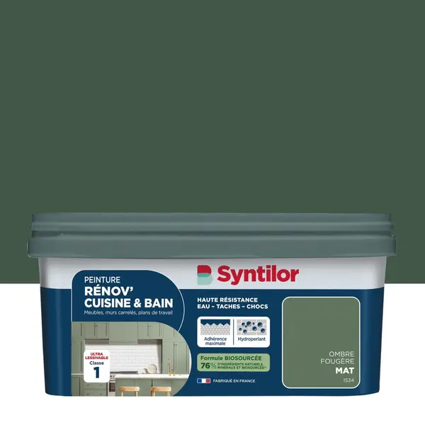 Peinture meuble ombre fougère mat SYNTILOR Renov' cuisine et bain 2l - SYNTILOR