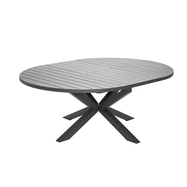 Table de jardin extensible - Palma - ronde en aluminium anthracite Ø145/199 x H75 cm - 8 à 10 personnes - Jardiline
