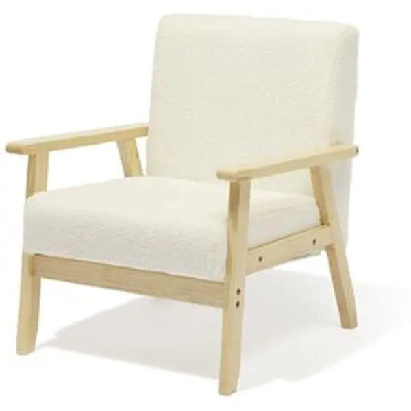 Fauteuil Joséphine curly effet laine bouclée blanc - L64xP70xH76 cm