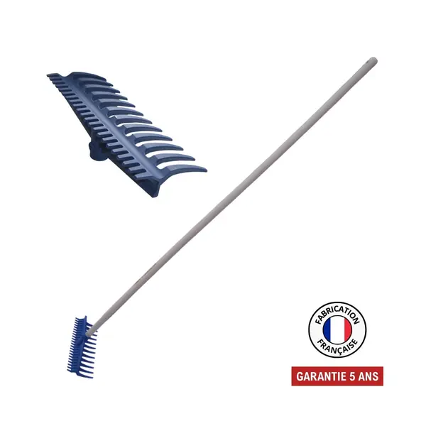 Râteau réversible 12/22 dents nylon renforcé fibre de verre - manche 165 cm PEFC - PERRIN