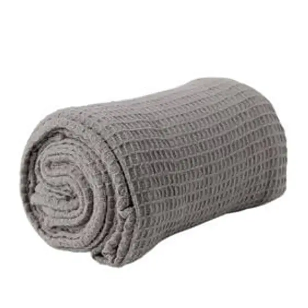 Plaid coton gaufré 130x160cm gris
