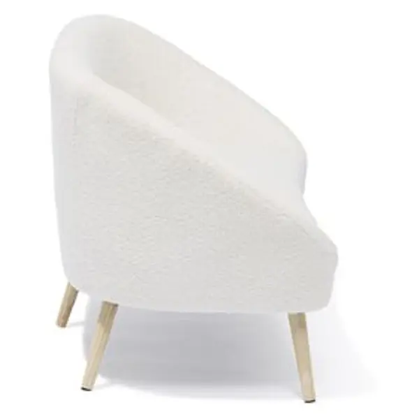 Canapé Joseph curly effet laine bouclée blanc - L137xP69xH79 d