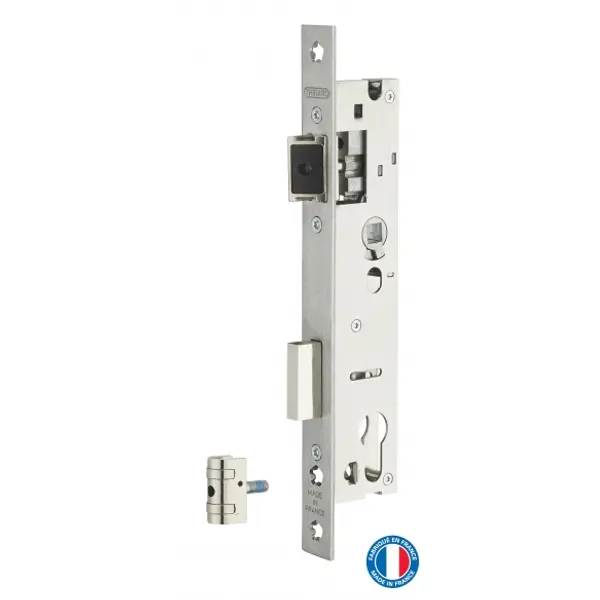 Boitier de serrure encastrable à cylindre pour menuiserie métallique, axe 26mm, inox, bouts carrés - THIRARD