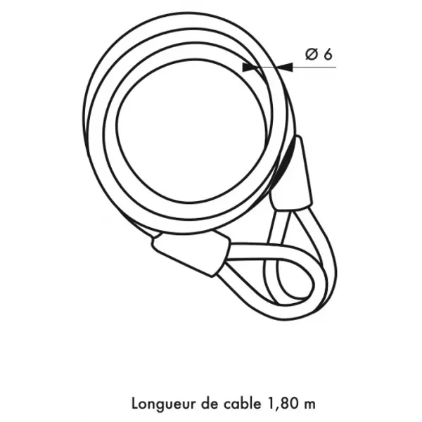 Câble antivol Twisty, vélo, abris de jardin, câble acier 1.80m - THIRARD