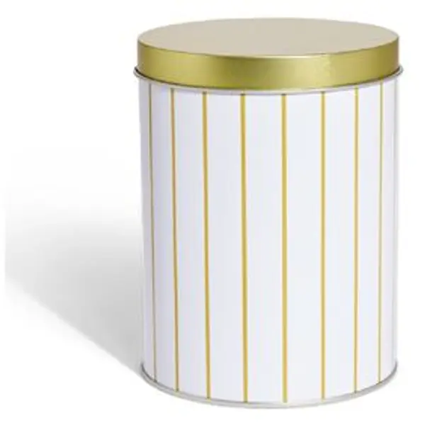 Boîte à biscuits ronde métal blanc doré Ø10,5H14cm