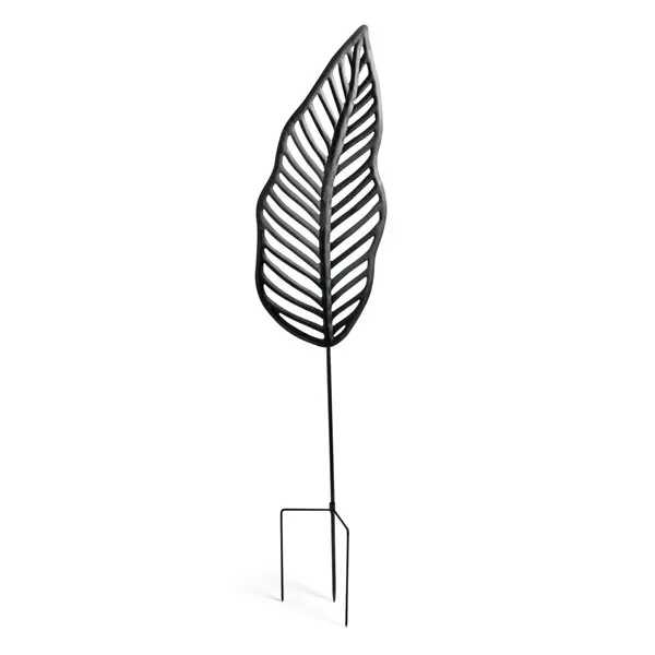 Décoration à planter feuille métal noir H110cm
