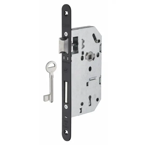 Serrure encastrable Monomax NF à clé pour porte de chambre, axe 50mm, bouts ronds, 1 clé - THIRARD