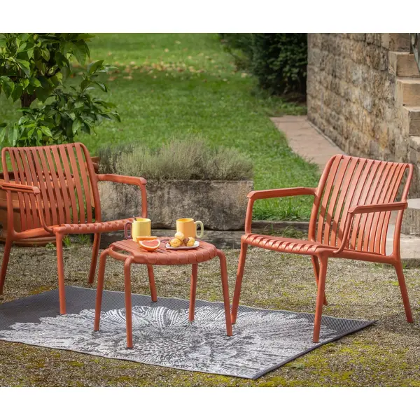 Table basse de jardin - Joysxee - résine polypropylène recyclé terracotta - ronde Ø50 cm - table d'appoint et repose-pieds - Jardiline