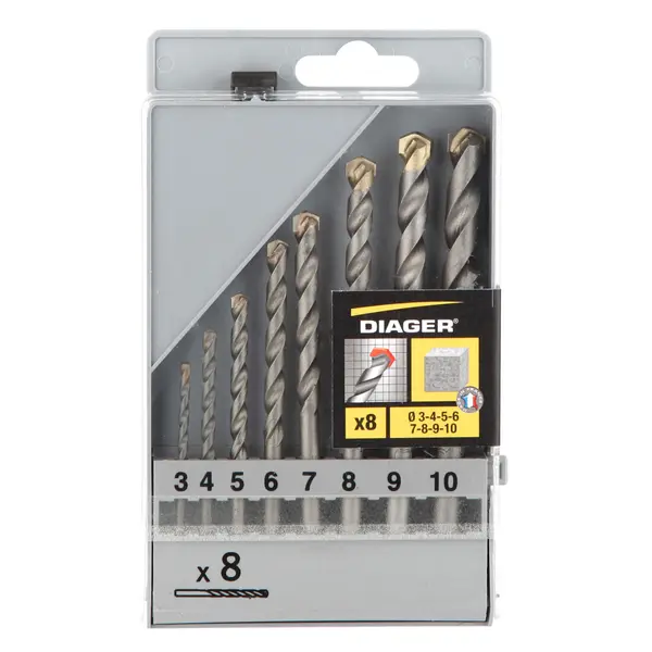 Coffret 8 forets béton FLASH cylindrique - 250C