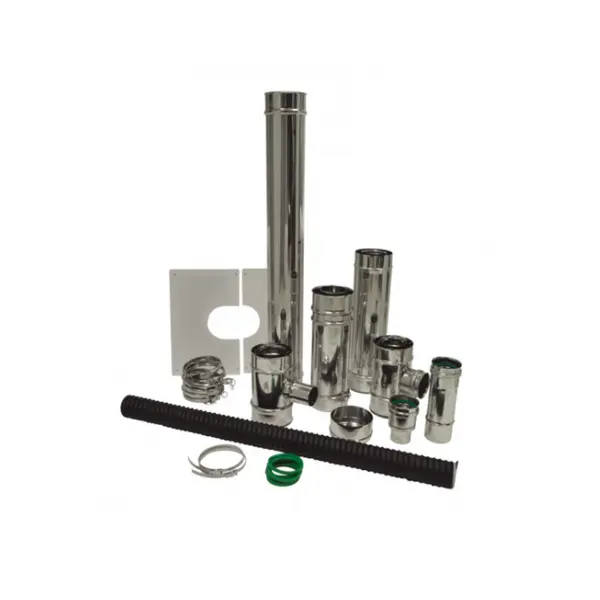 Kit raccordement étanche vertical - Ø80/125 - modèle Apollo - pour pellets - noir - Joncoux