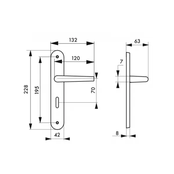 Ensemble de poignées pour salle de bain/toilette Pelope à condamnation, carré 7mm, entr'axes 195mm, argent - THIRARD