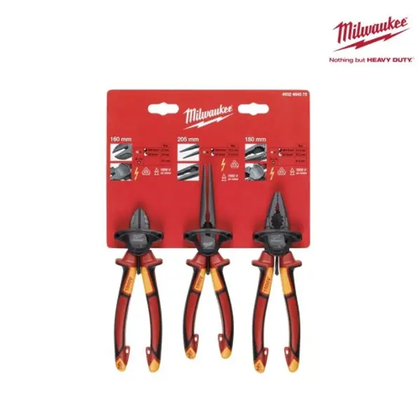 Jeu de 3 pinces électricien - MILWAUKEE 4932464575