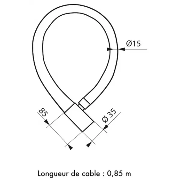 Antivol à clé Scorp, câble acier, moto, 15mmx0.85m, 2 clés, noir - THIRARD