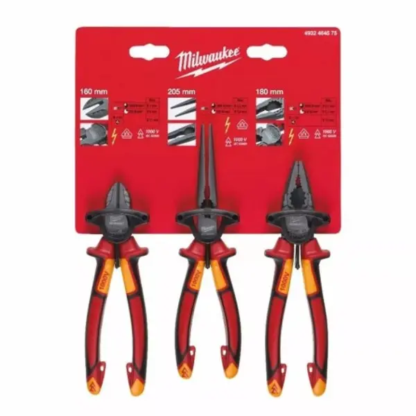 Jeu de 3 pinces électricien - MILWAUKEE 4932464575