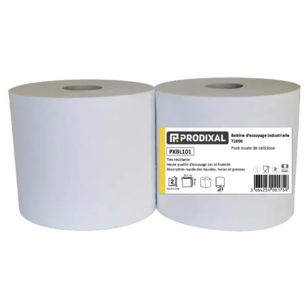 Bobine Ouate Essuyage Industriel Blanche Lot De 2 Prodixal