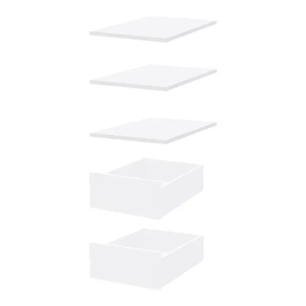 3 étagères + 2 tiroirs 40 cm - Pack 5 CICERO blanc