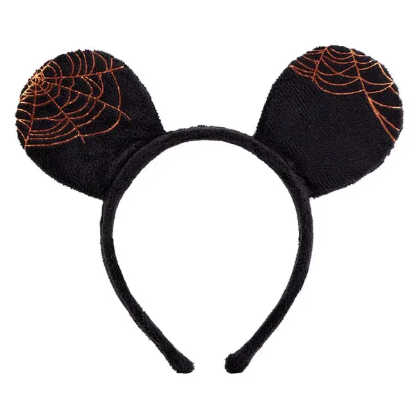 Serre-tête Disney Mickey oreilles motif toile d'araignée noir et orange