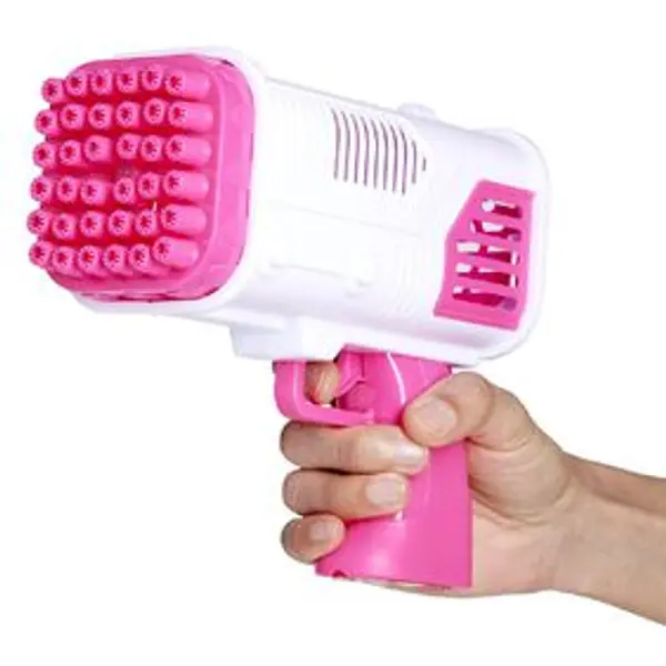 Pistolet à bulles bazooka 36 buses plastique rose