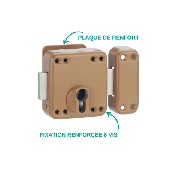 Boitier de verrou double entrée Rafale pour porte d'entrée à cylindre, acier, epoxy bonze - THIRARD