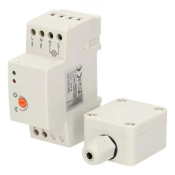 Interrupteur crépusculaire modulaire avec cellule photo-électrique étanche IP65 à câbler