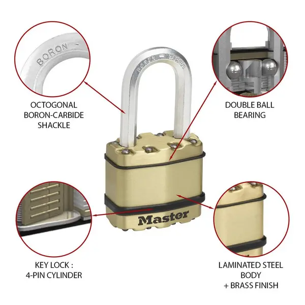 Cadenas à clé acier laminé, MASTER LOCK, l.45 mm - MASTER LOCK