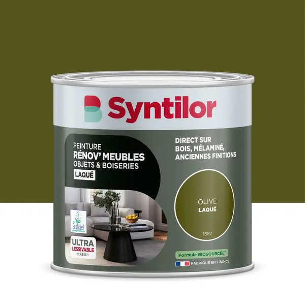 Peinture de rénovation meuble et objet SYNTILOR olive laque 0,5L - SYNTILOR