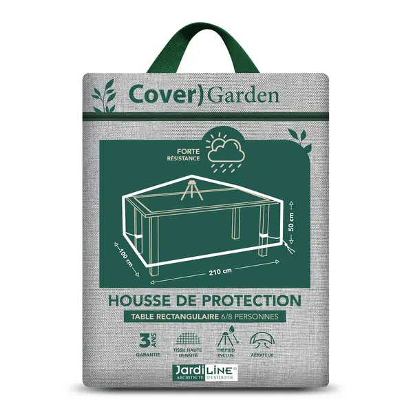 Housse de protection - Cover Garden - pour table rectangulaire 6 à 8 personnes 210 x 100 x 50 cm - Jardiline