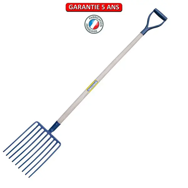Fourche a cailloux douille 9 dents manche poignée en D - PERRIN