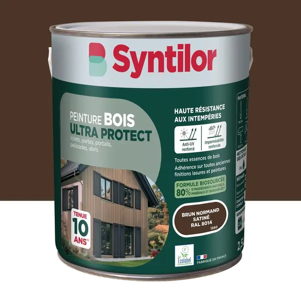 Peinture exterieure bois Ultra protect SYNTILOR brun normand satine 2.5l - SYNTILOR