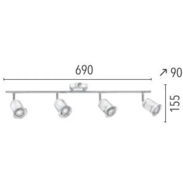 Plafonnier Satin Helios, 4xGU10 50W , IP20, 230V AC, Classe I - Spot-Light