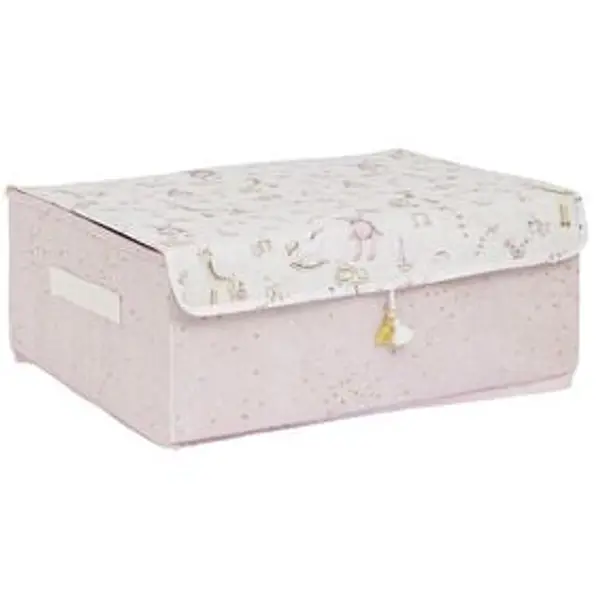 Boîte de rangement enfant rose ou bleu x3 - 28x14xH14cm