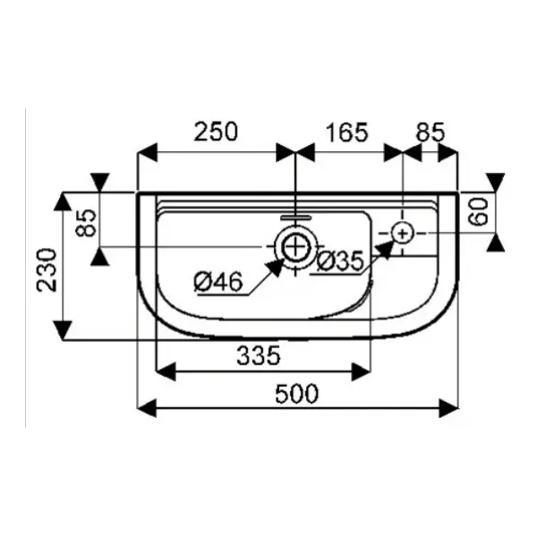Lave-mains Allia Linea Blanc avec trop plein 50x23