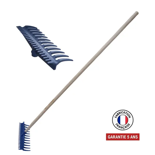 Râteau réversible 12/22 dents nylon renforcé fibre de verre - manche 150 cm PEFC - PERRIN