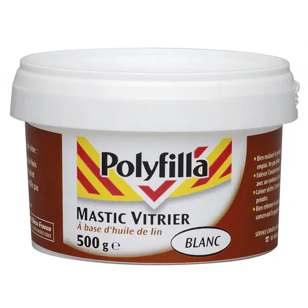 Mastic d'étanchéité vitrier POLYFILLA 500 g blanc - POLYFILLA