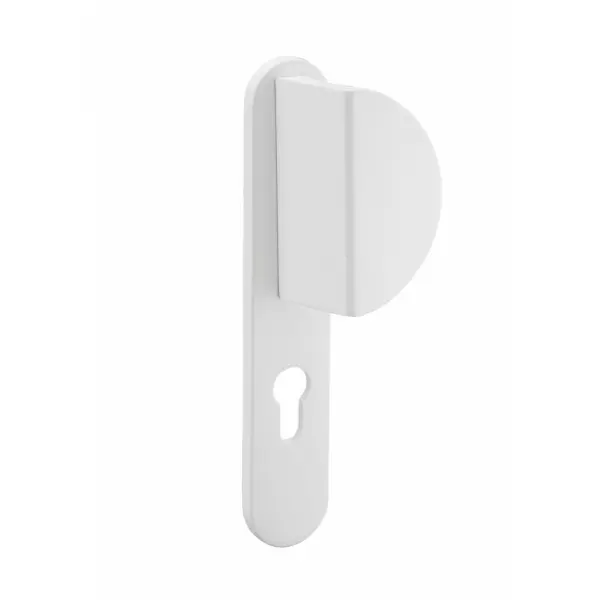 Ensemble de poignées pour porte d'entrée palière Chantilly trou de cylindre, carré 7mm, entr'axes 195mm, blanc - THIRARD