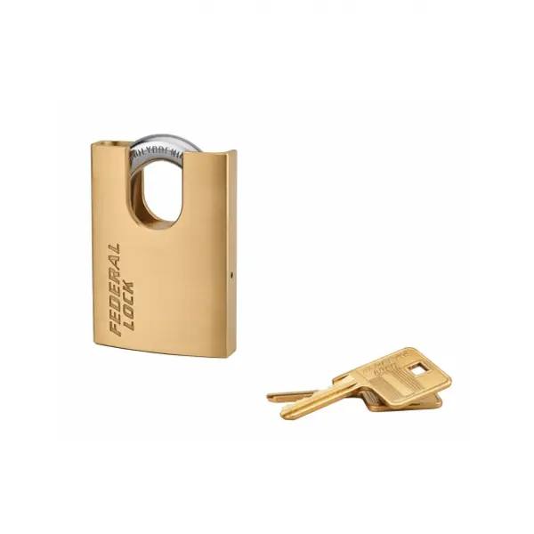 Cadenas à clé Fédéral Lock 530-P, laiton, chantier, anse protégée acier, 60mm, 2 clés - THIRARD