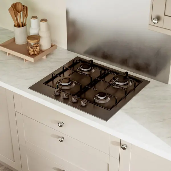 Plaque de cuisson gaz 4 feux émail noire 7400 W - 580 x 510 mm