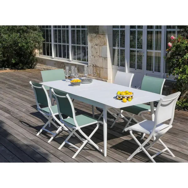 Lot de 2 Chaises de jardin pliantes Elégance - blanc- toile TPEP Soft Touch - PROLOISIRS