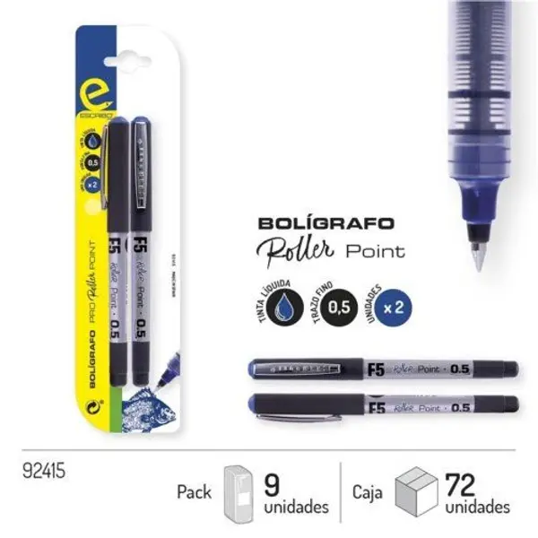 Boligrafo Roller Point 0.5 Azul 2u 92415