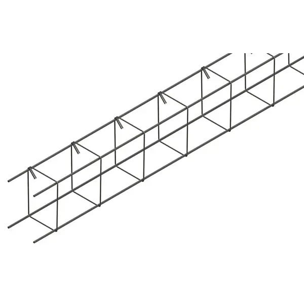 Chaînage carré pour solidarisation des murs et planchers, fondations L. 6 m, section 10 x 10 cm