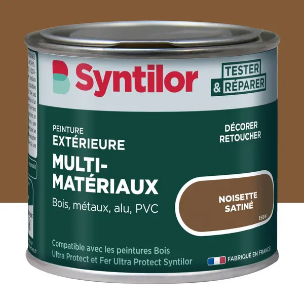Peinture exterieure bois, aluminium, pvc . SYNTILOR noisette satine 125ml - SYNTILOR