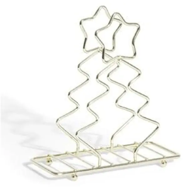 Porte-serviette forme sapin métal doré