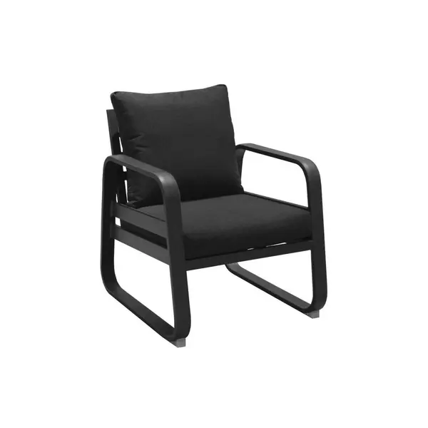 Fauteuil détente de jardin Tonio graphite/gris - Aluminium - coussins déhoussables - PROLOISIRS