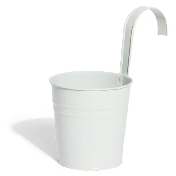 Cache pot à suspendre métal blanc Ø10cm