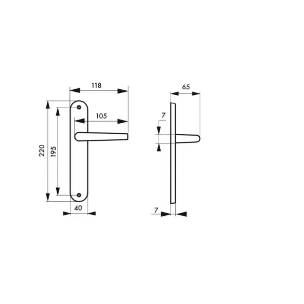 Ensemble de poignées pour porte intérieure Maia sans trou, carré 7mm, entr'axes 195mm, couleur F2 - THIRARD