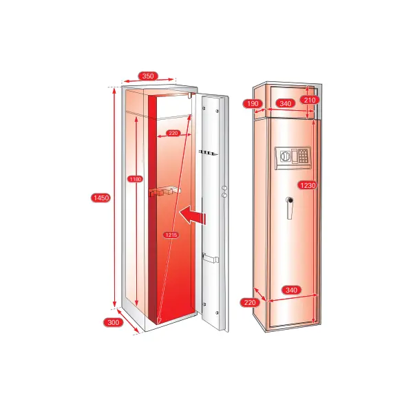 Armoire à fusils Cardiff, fermeture électronique à code, 2 pênes, capacité de 5 fusils - THIRARD