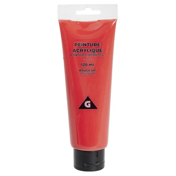 Tube de peinture acrylique rouge vif 120ml