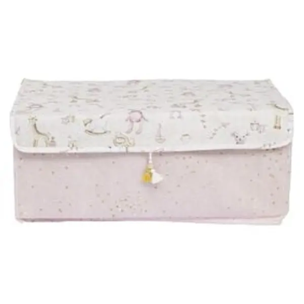 Boîte de rangement enfant rose ou bleu x3 - 28x14xH14cm