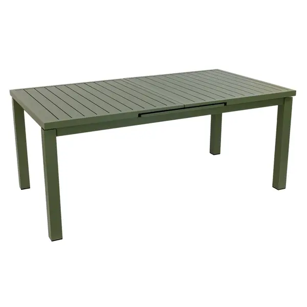Table de jardin extensible - Santorin - aluminium kaki - 180/240 x 100 x 76 cm - 8 à 10 personnes - allonge automatique - Jardiline