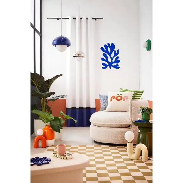 Lampe à poser Pop S, vanille, céramique, H.20 cm, E27 - LX FRANCE